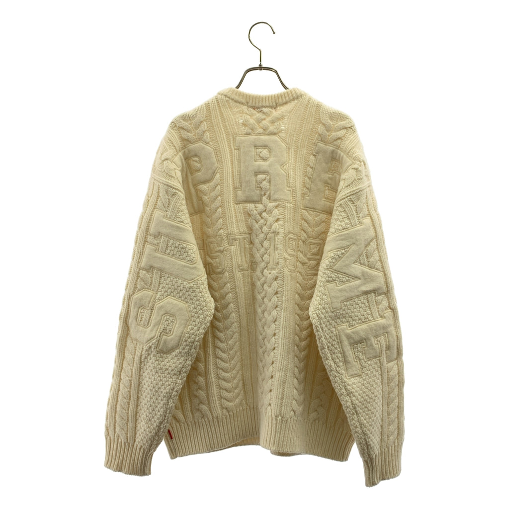 SUPREME / 슈프림 | 2023AW | Applique Cable Knit Sweater 로고 아플리케 케이블 니트 | M | 남성