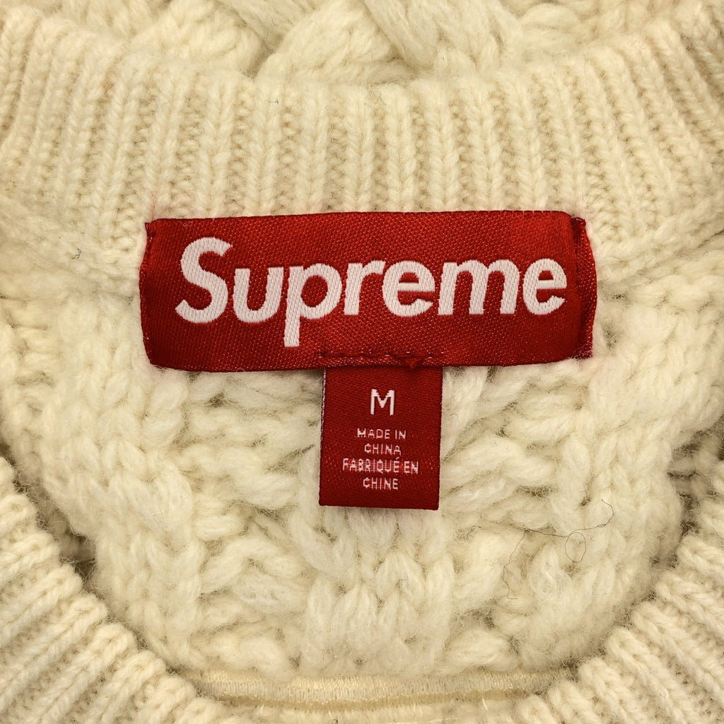 SUPREME / 슈프림 | 2023AW | Applique Cable Knit Sweater 로고 아플리케 케이블 니트 | M | 남성