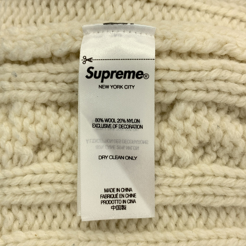SUPREME / 슈프림 | 2023AW | Applique Cable Knit Sweater 로고 아플리케 케이블 니트 | M | 남성