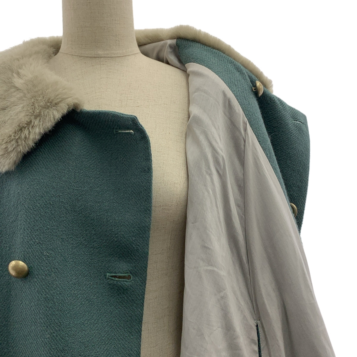 ha | za | ma / ハザマ | 経年真価のなびくコート / ウール ファーカラーオーバー ポンチョ / 総裏地 |