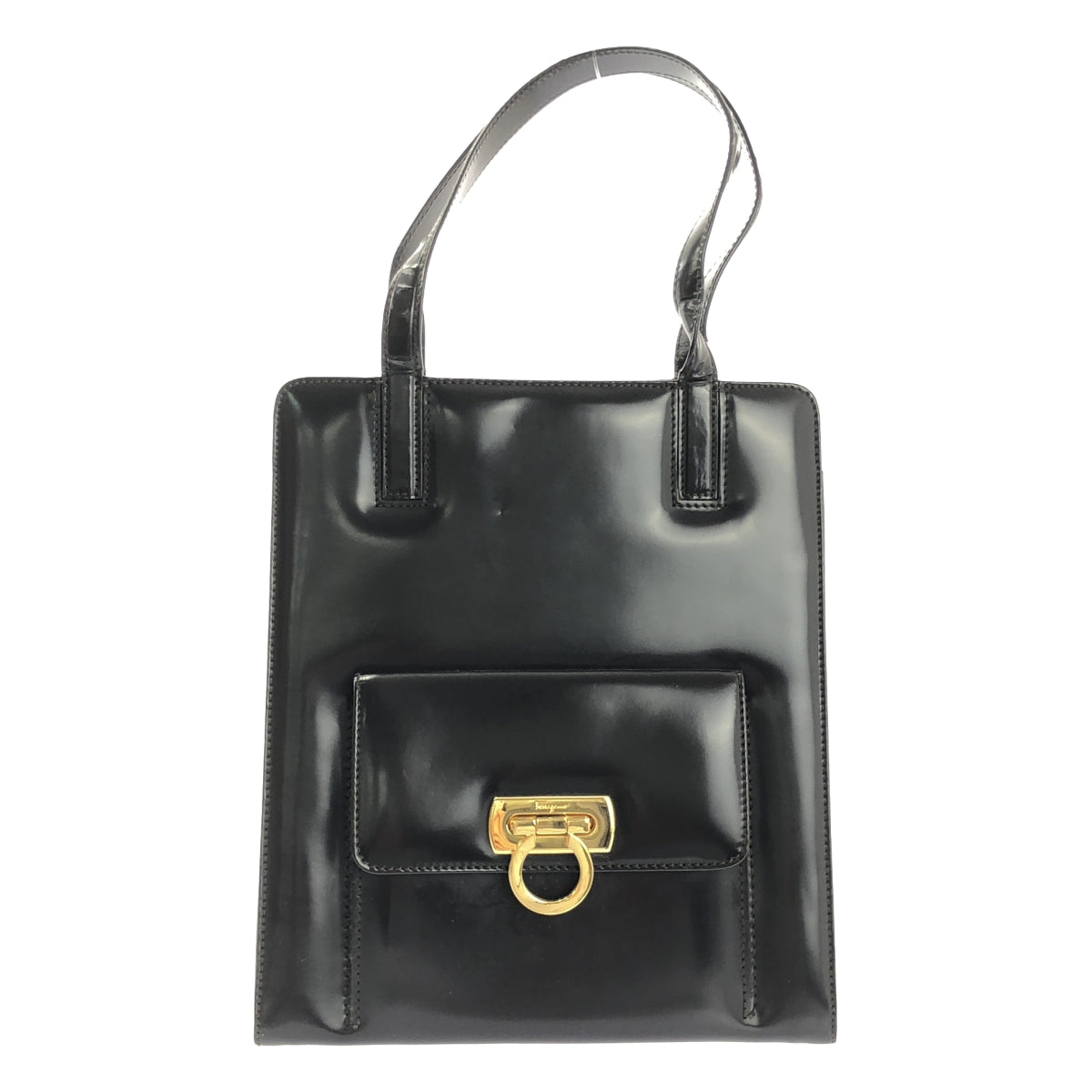 【美品】  Salvatore Ferragamo / サルヴァトーレフェラガモ | エナメルレザー ガンチーニ 2WAY ショルダーバッグ | ブラウン | レディース