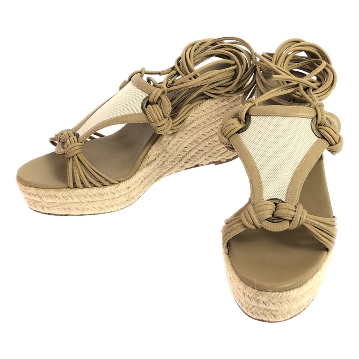 HERMES | CHICA ankle strap wedge espadrille sandals | 37 | Women's