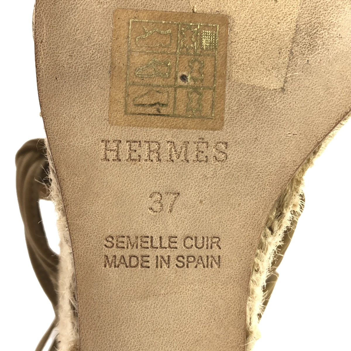 HERMES | CHICA ankle strap wedge espadrille sandals | 37 | Women's