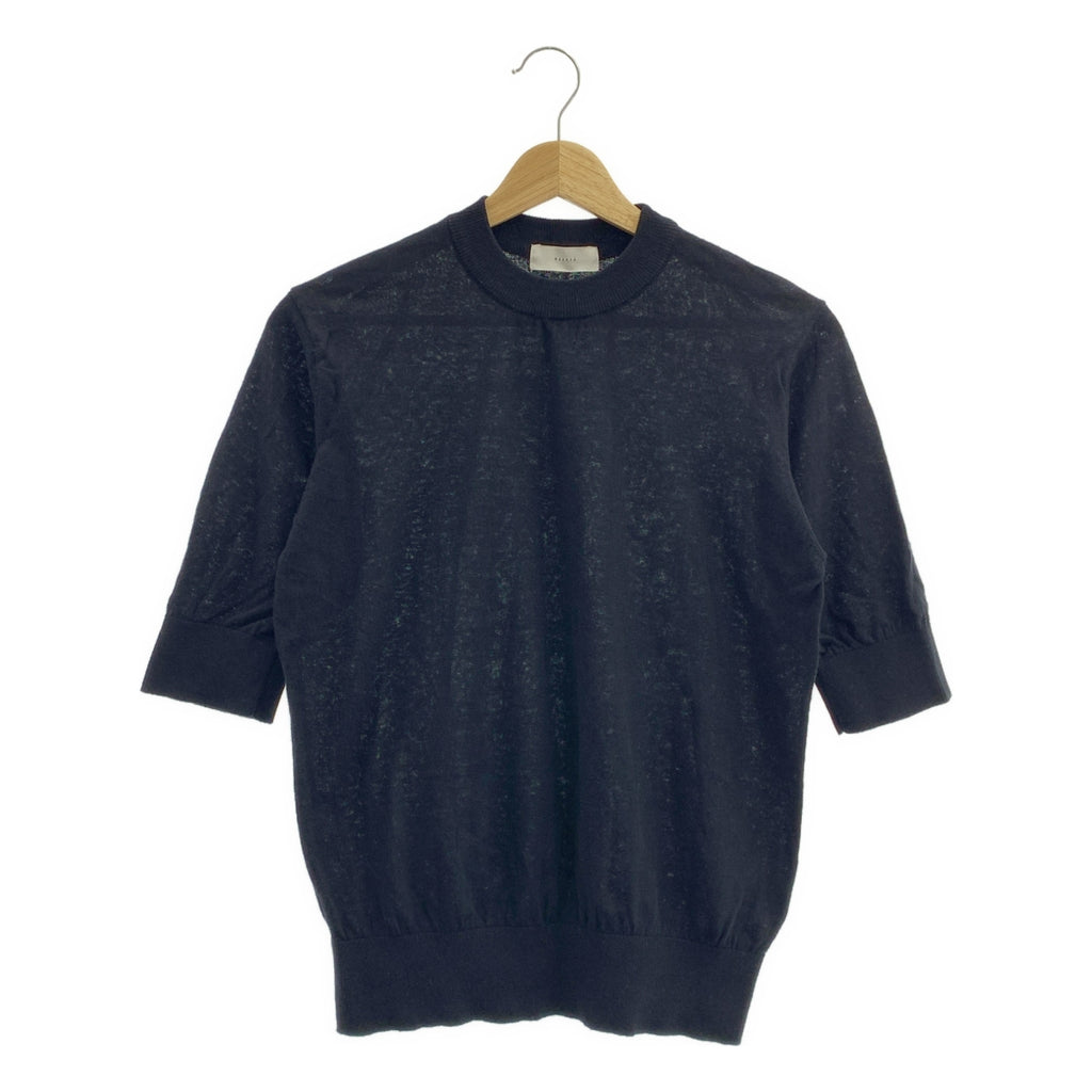 kagure | 棉質圓領五分袖套頭針織T卹 | F碼 | 女款