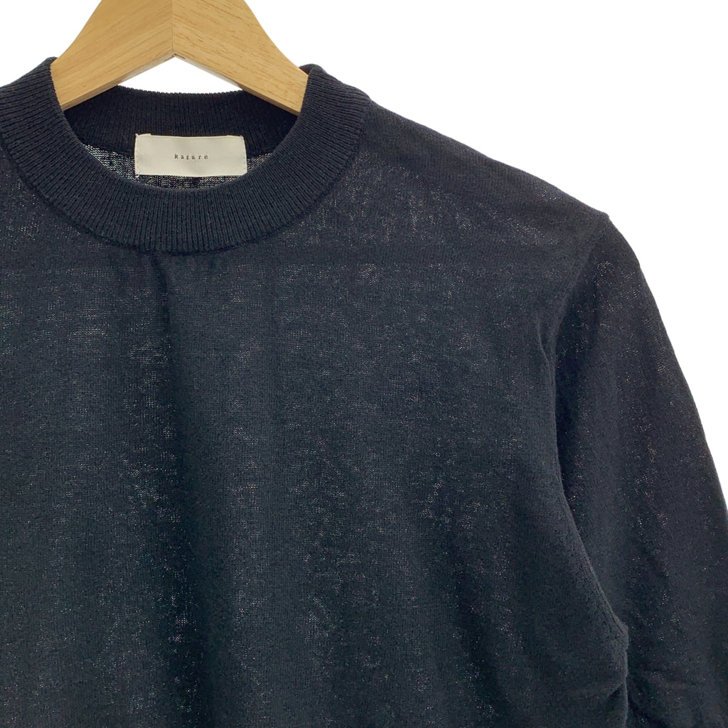 kagure | 棉質圓領五分袖套頭針織T卹 | F碼 | 女款