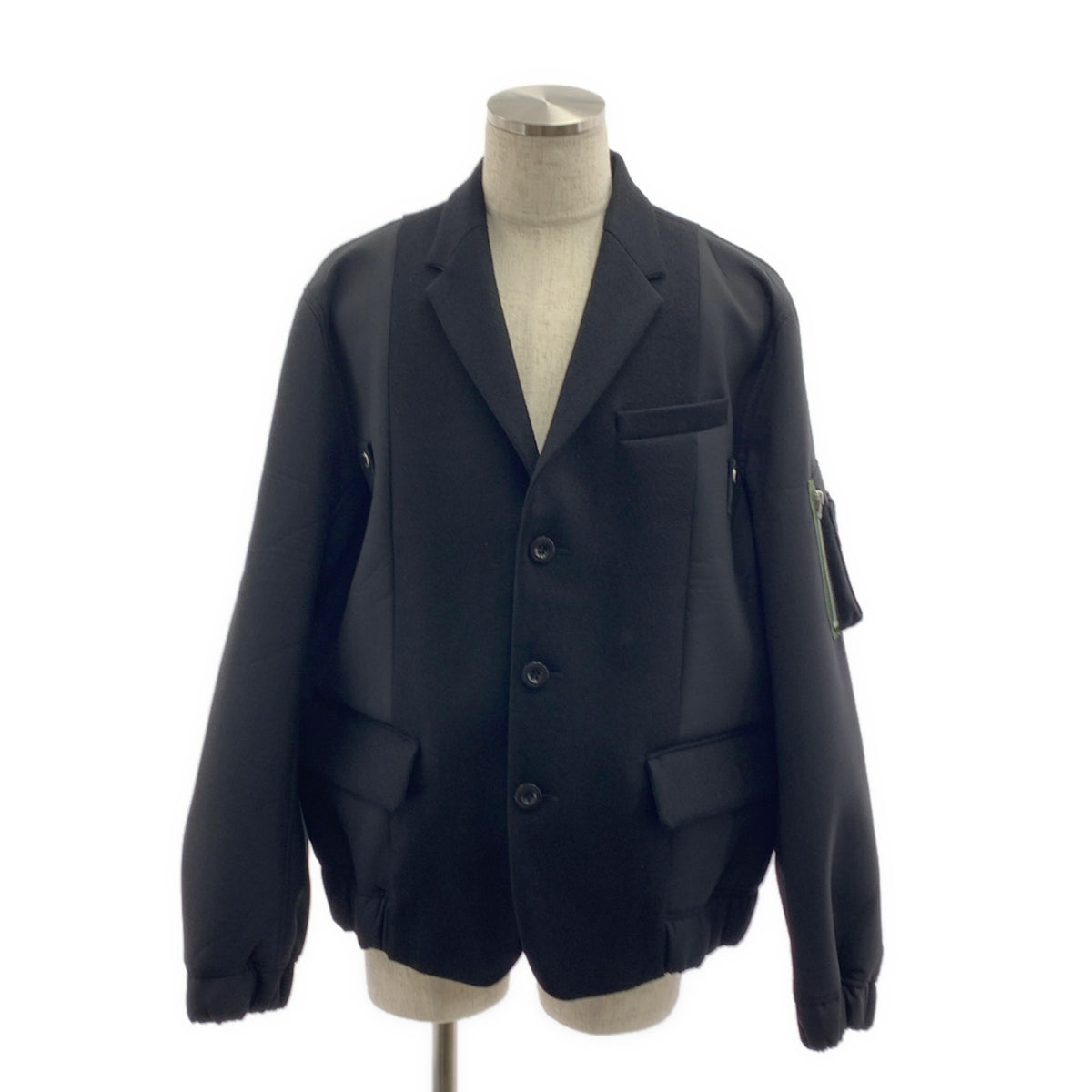 sacai / サカイ | 2025AW | Wool Melton Jacket / ウール メルトン 異素材 切替 オーバー ジャケット / 総裏地 | 3 | メンズ