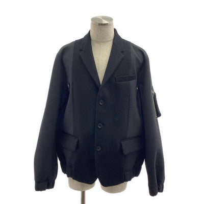【美品】  sacai / サカイ | 2025AW | Wool Melton Jacket / ウール メルトン 異素材 切替 オーバー ジャケット / 総裏地 | 3 | ブラック | メンズ