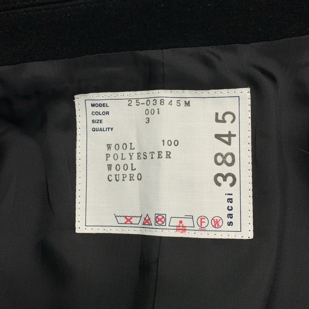 sacai / サカイ | 2025AW | Wool Melton Jacket / ウール メルトン 異素材 切替 オーバー ジャケット / 総裏地 | 3 | メンズ