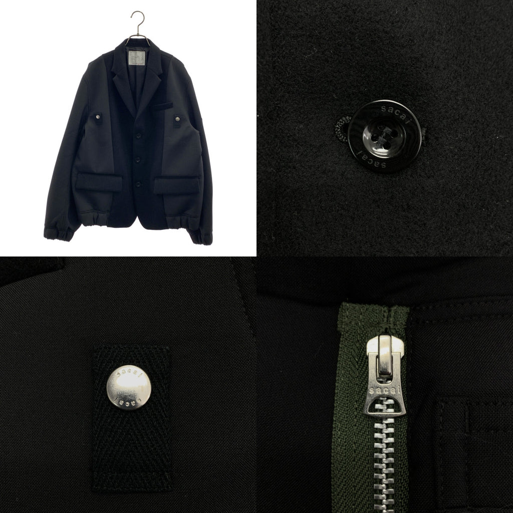 sacai / サカイ | 2025AW | Wool Melton Jacket / ウール メルトン 異素材 切替 オーバー ジャケット / 総裏地 | 3 | メンズ