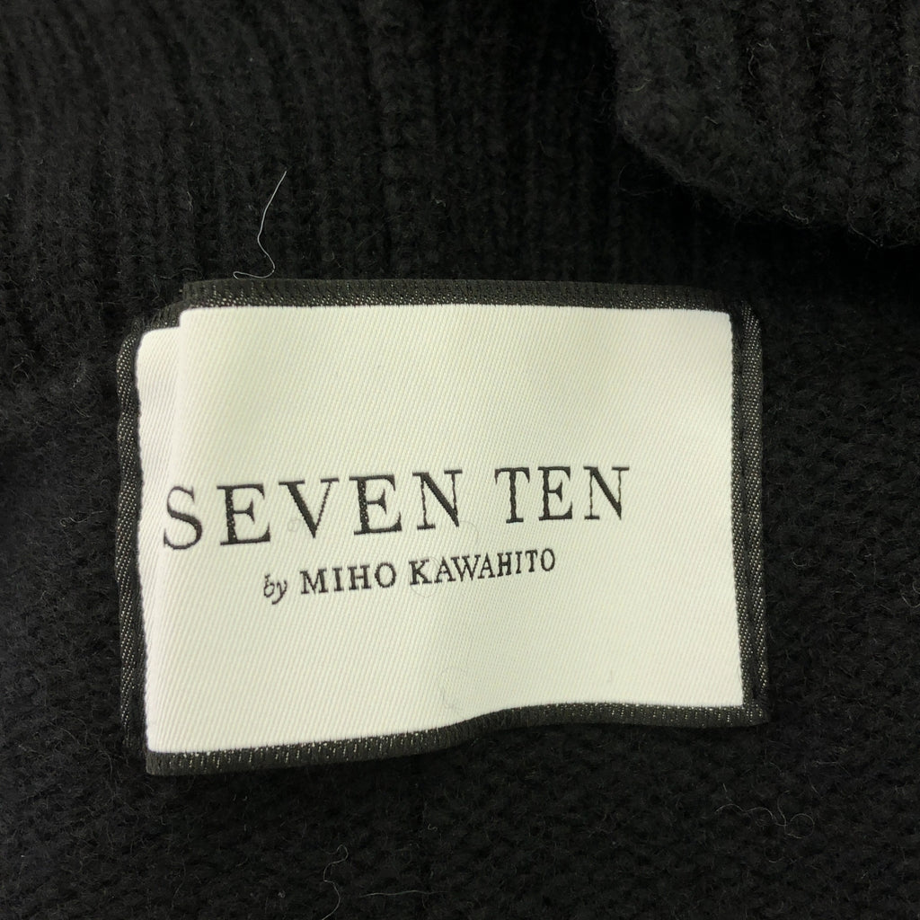 SEVEN TEN by MIHO KAWAHITO / 세븐틴 바이 미호카와히토 | 울 나일론 볼륨 슬리브 하이넥 니트 원피스 | XS | 블랙 | 여성