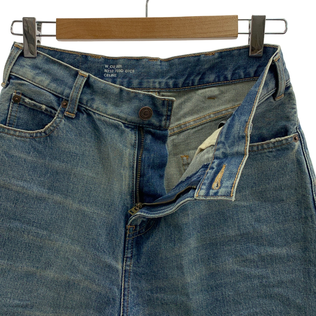 CELINE / 셀린느 | W_CU_001 빈티지 가공 크롭 와이드 데님 팬츠 | 27 | 여성