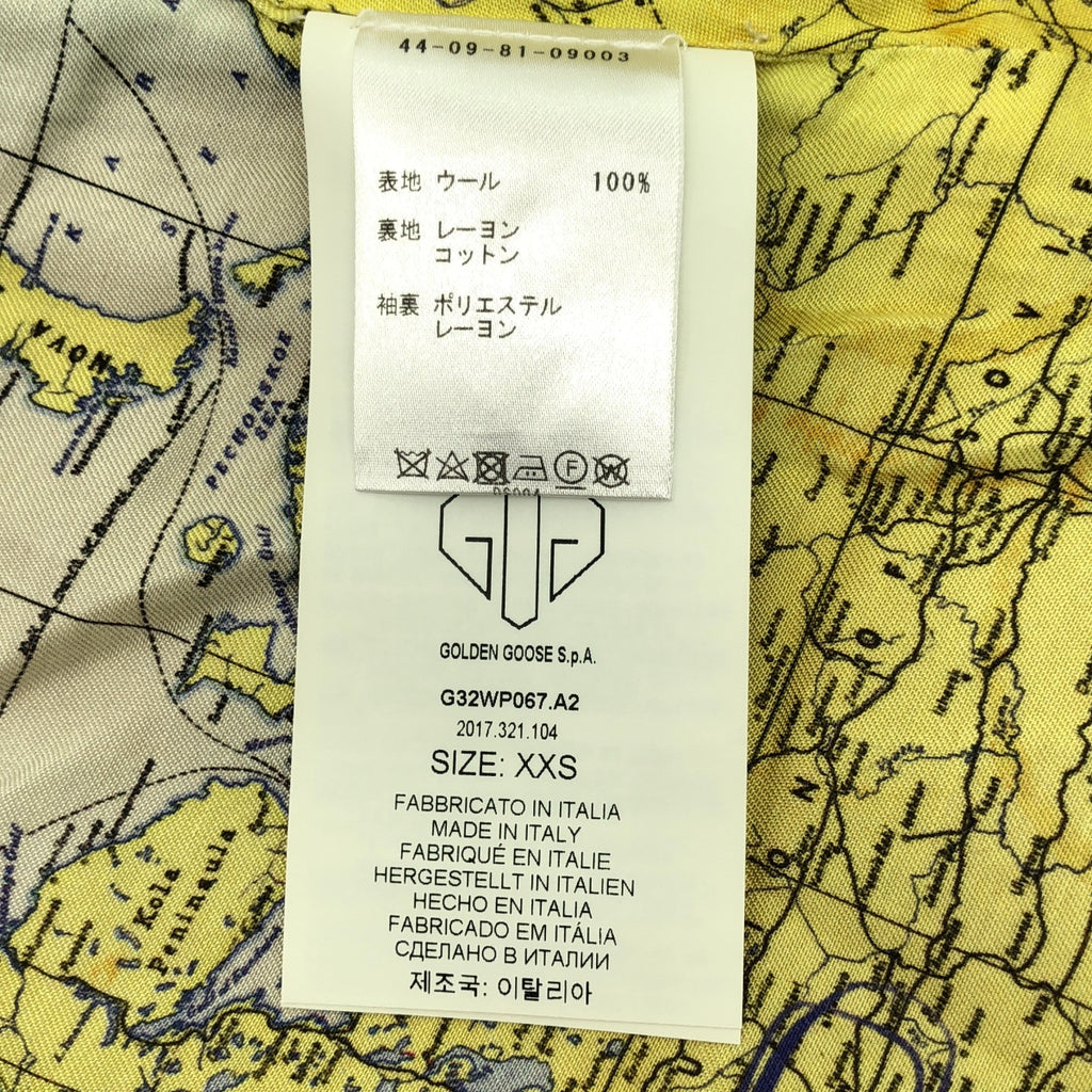 GOLDEN GOOSE / ゴールデングース | ベルテッド ステンカラーコート / マップ総柄裏地付き | XXS | ベージュ | レディース
