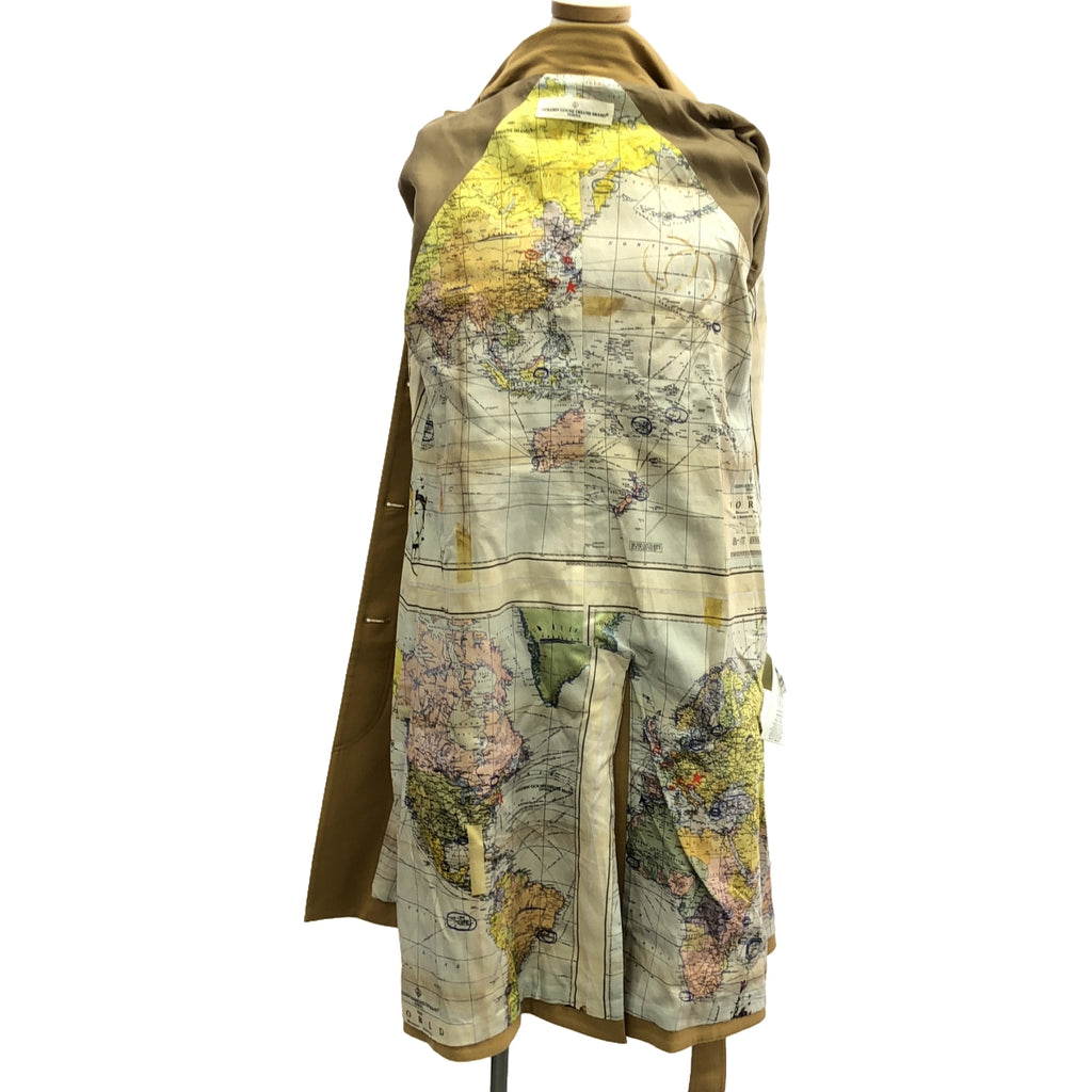 GOLDEN GOOSE / ゴールデングース | ベルテッド ステンカラーコート / マップ総柄裏地付き | XXS | ベージュ | レディース