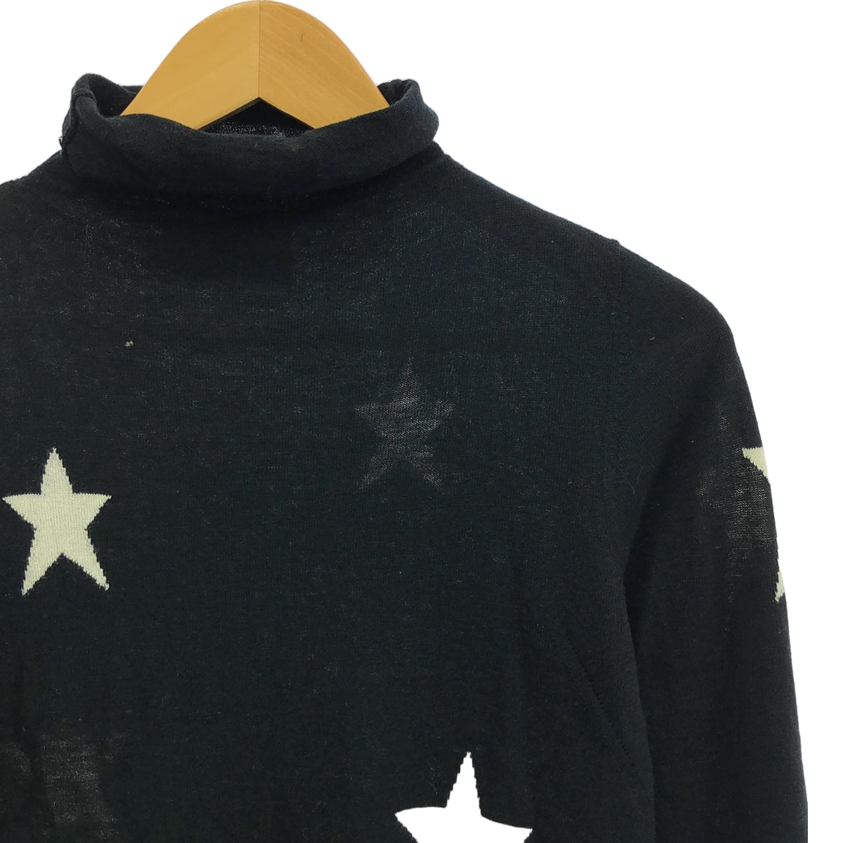 ZADIG & VOLTAIRE / ザディグ エ ヴォルテール | ウール タートルネック スター ニット | L | ブラック | レディース