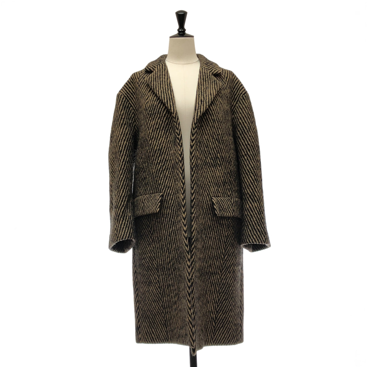 DRIES VAN NOTEN / ドリスヴァンノッテン | 2017AW | ウール ボタンレス シングル オーバーコート / 総裏地 | XS | レディース