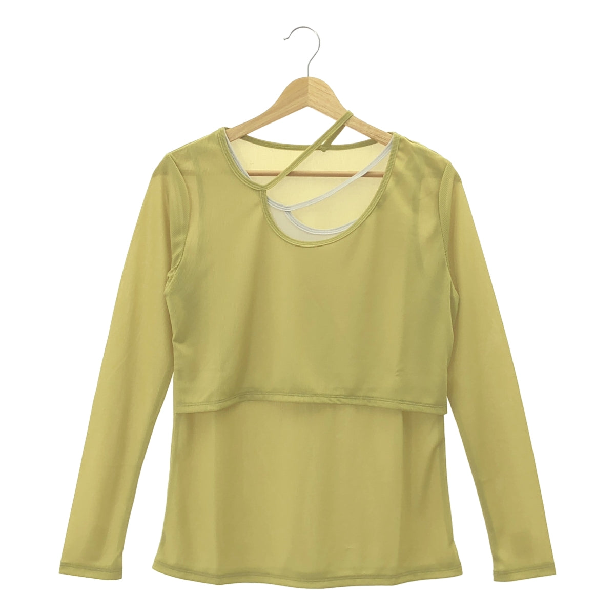 MURRAL / 뮤랄 | Sheer layered top 시어 레이어드 탑스 컷소우 | 2 | 라임 그린 / 라이트 그레이 |
