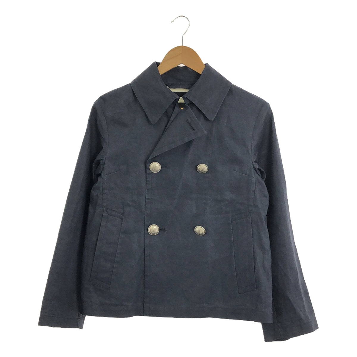 MACKINTOSH | Linen coated metal button peacoat | 34 | Indigo | Women's