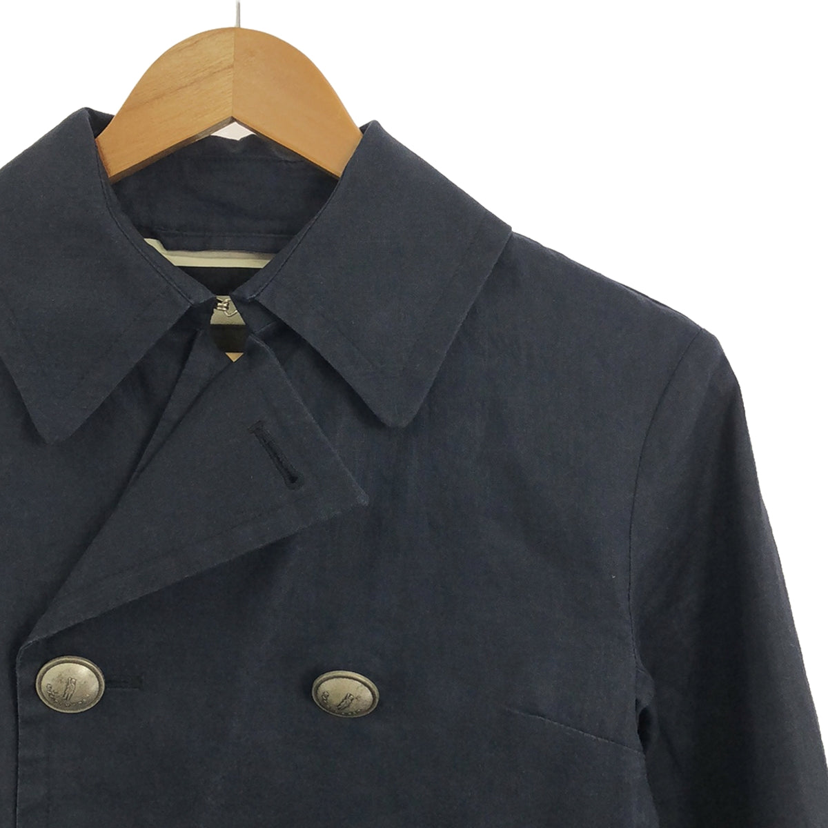 MACKINTOSH | Linen coated metal button peacoat | 34 | Indigo | Women's