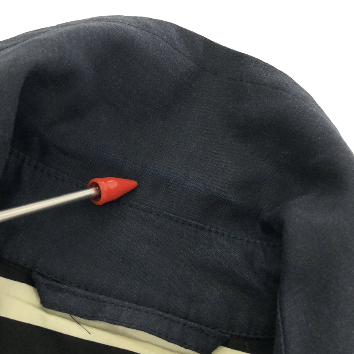 MACKINTOSH / 매킨토시 | 린넨 코팅 금속 버튼 피코트 | 34 | 인디고 | 여성