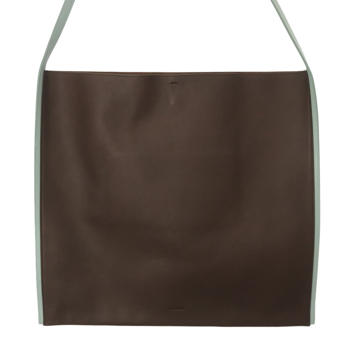 【미품】 JIL SANDER / 질 썬더 | border leather tote / 테두리 올레더 스퀘어 숄더백 | - | 다크 브라운/블루 | 여성
