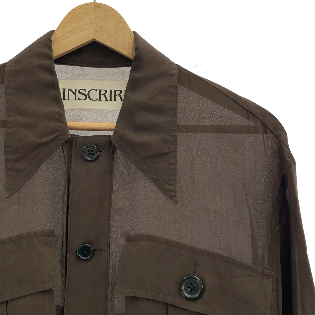 【미품】 INSCRIRE / 안스쿠리아 | 2025SS | Sheer Satin Millitary Jacket 시어 새틴 밀리터리 재킷 유니섹스 | 2 | 브라운 | 여성