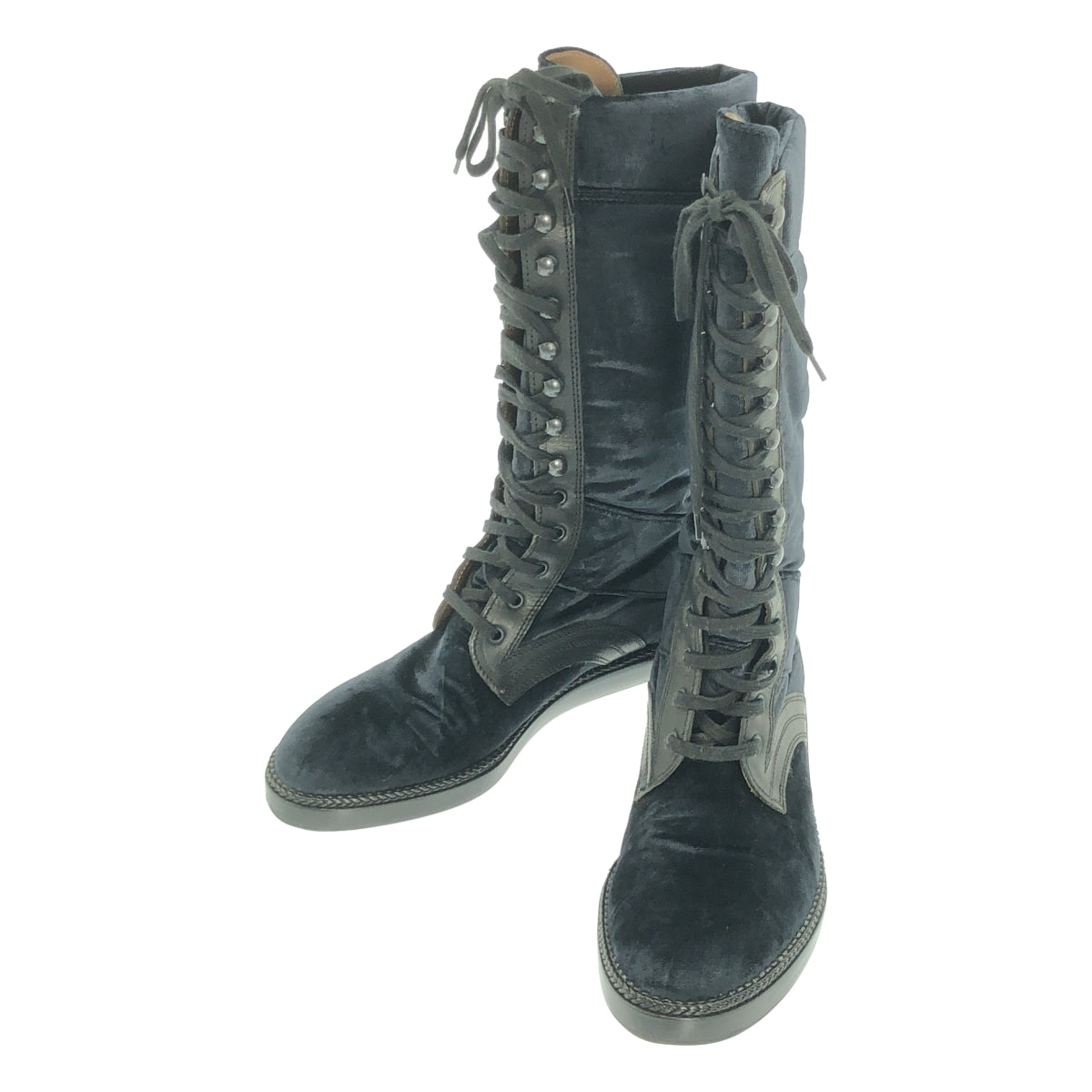 LANVIN / 람방 | 벨벳 레이스업 롱 부츠 | US7 | 여성