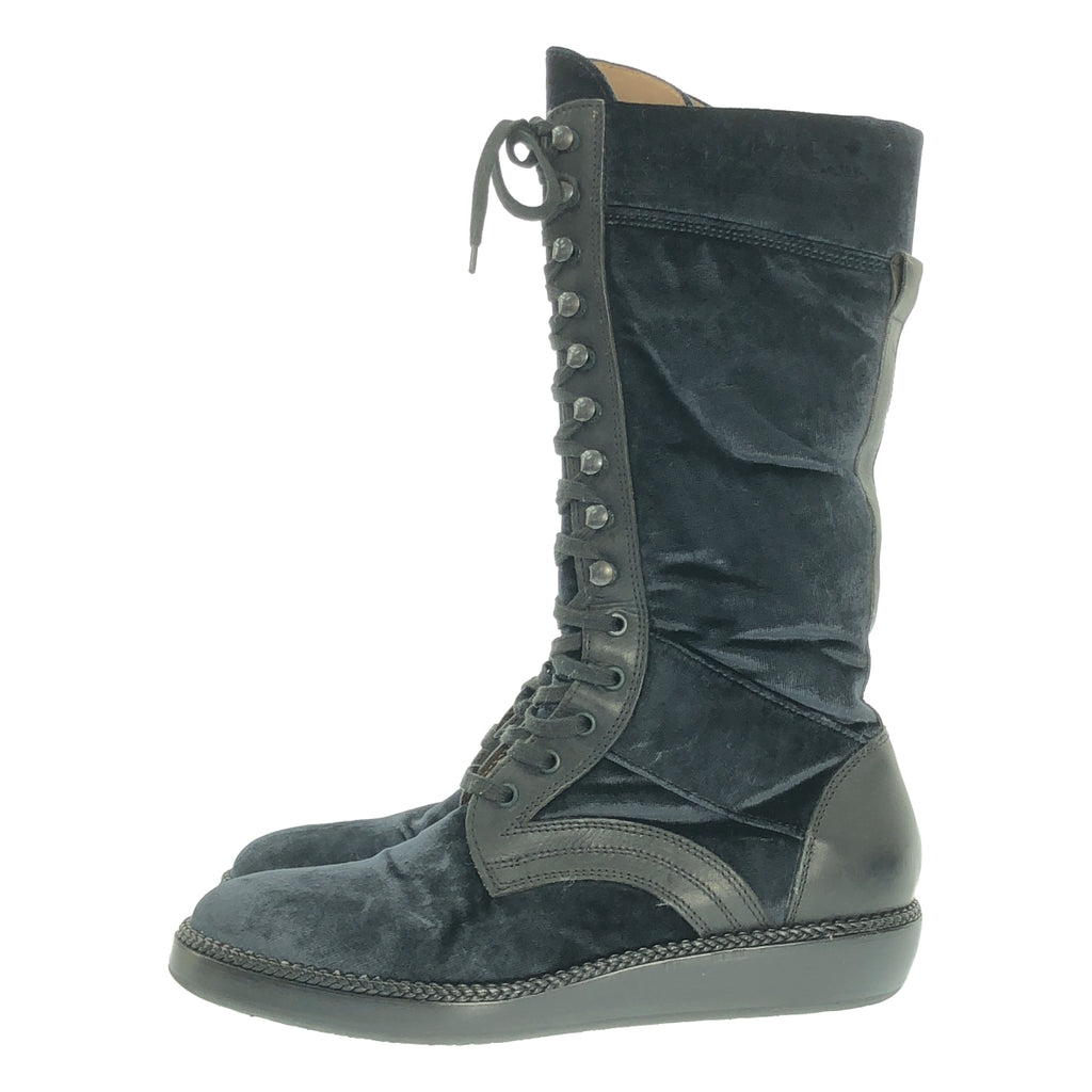 LANVIN / ランバン | ベロア レースアップ ロングブーツ | US7 | レディース