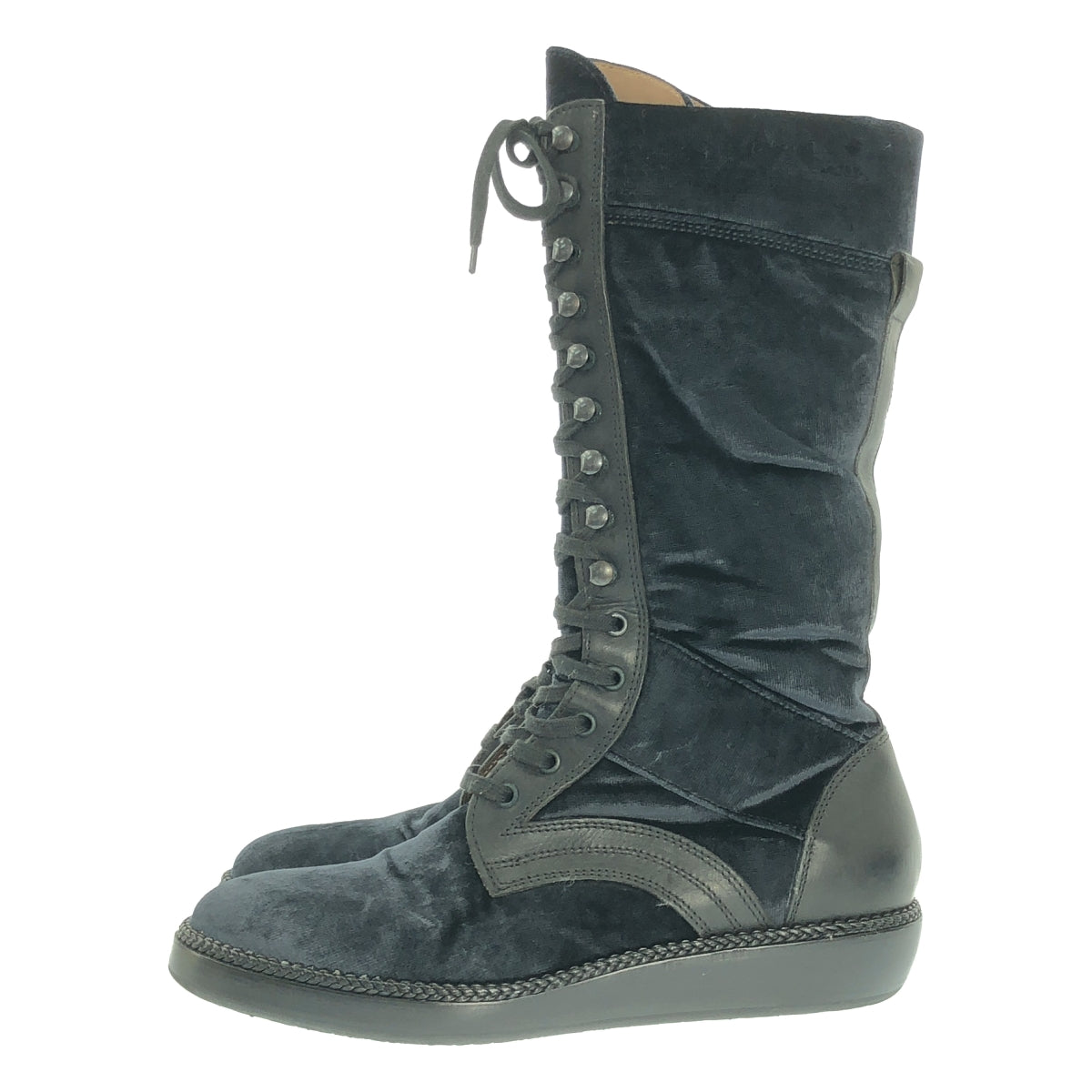 LANVIN / 람방 | 벨벳 레이스업 롱 부츠 | US7 | 여성