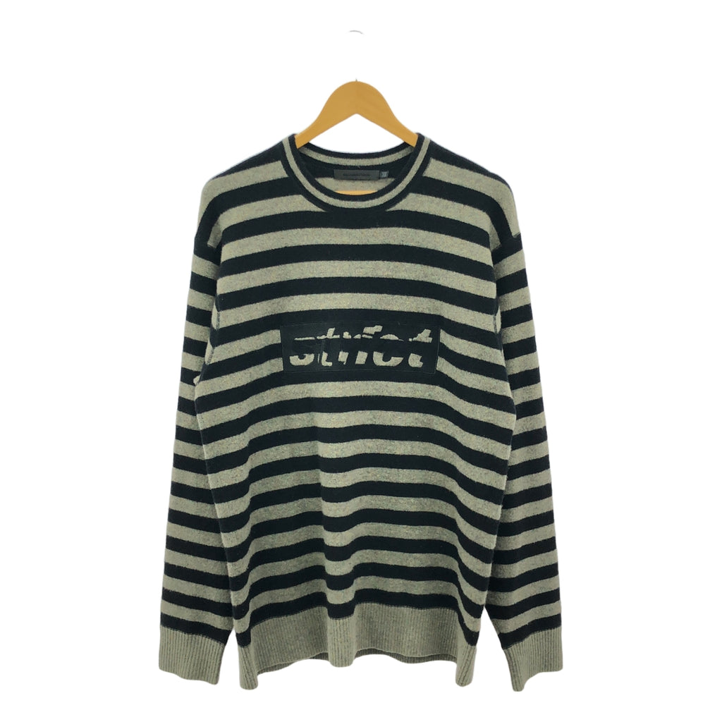 【美品】  ALEXANDER WANG / アレキサンダーワン | STRICT / ロゴ クルーネック ニット プルオーバー | S | ブラック/グレー | メンズ