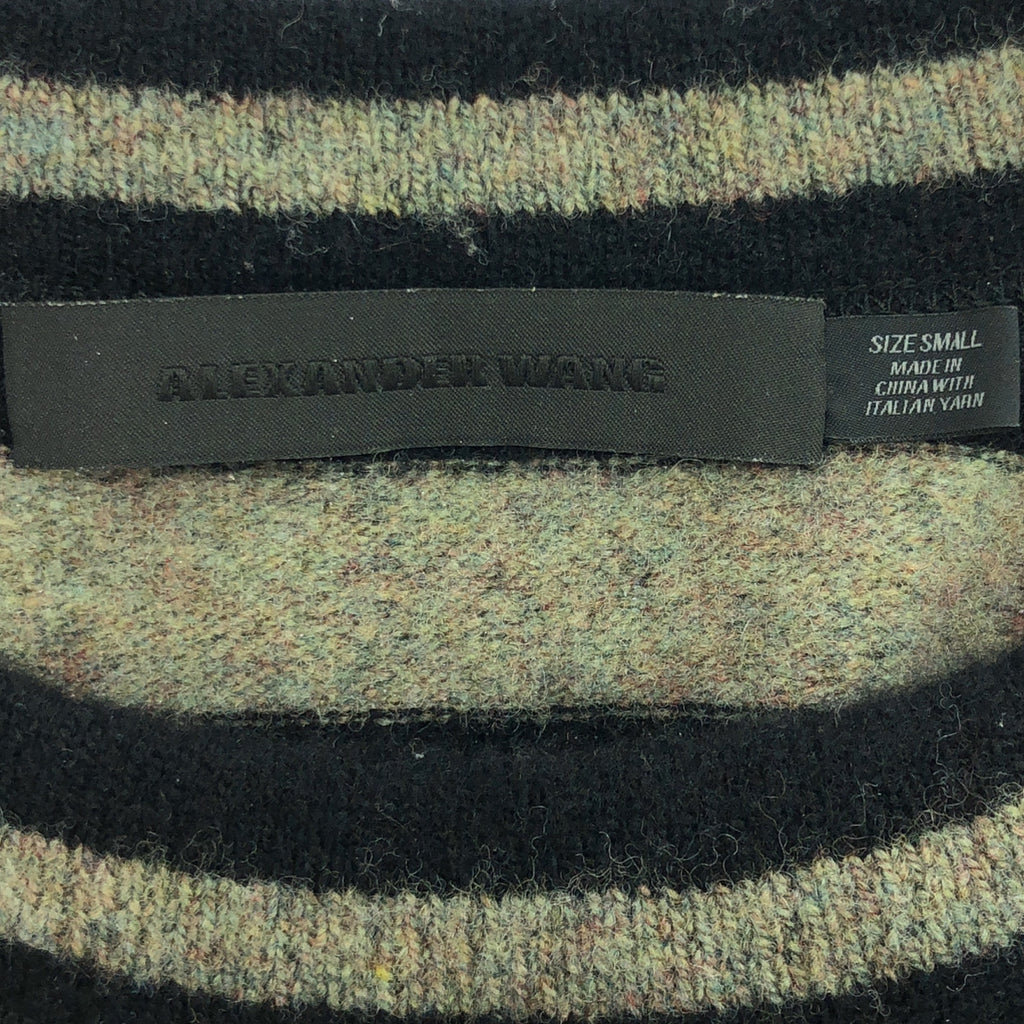 【美品】  ALEXANDER WANG / アレキサンダーワン | STRICT / ロゴ クルーネック ニット プルオーバー | S | ブラック/グレー | メンズ