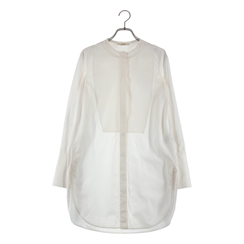 CELINE / セリーヌ | フィービー期 ノーカラー タキシードシャツ | 34 | レディース