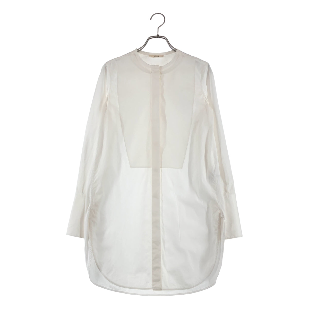 CELINE / セリーヌ | フィービー期 ノーカラー タキシードシャツ | 34 | レディース