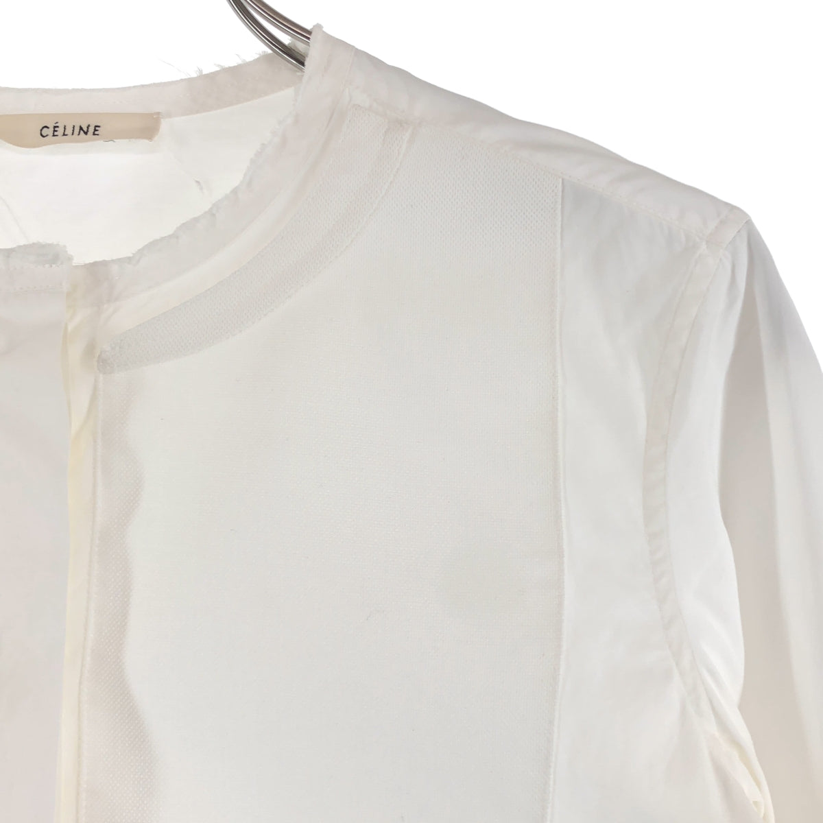 CELINE / セリーヌ | フィービー期 ノーカラー タキシードシャツ | 34 | レディース
