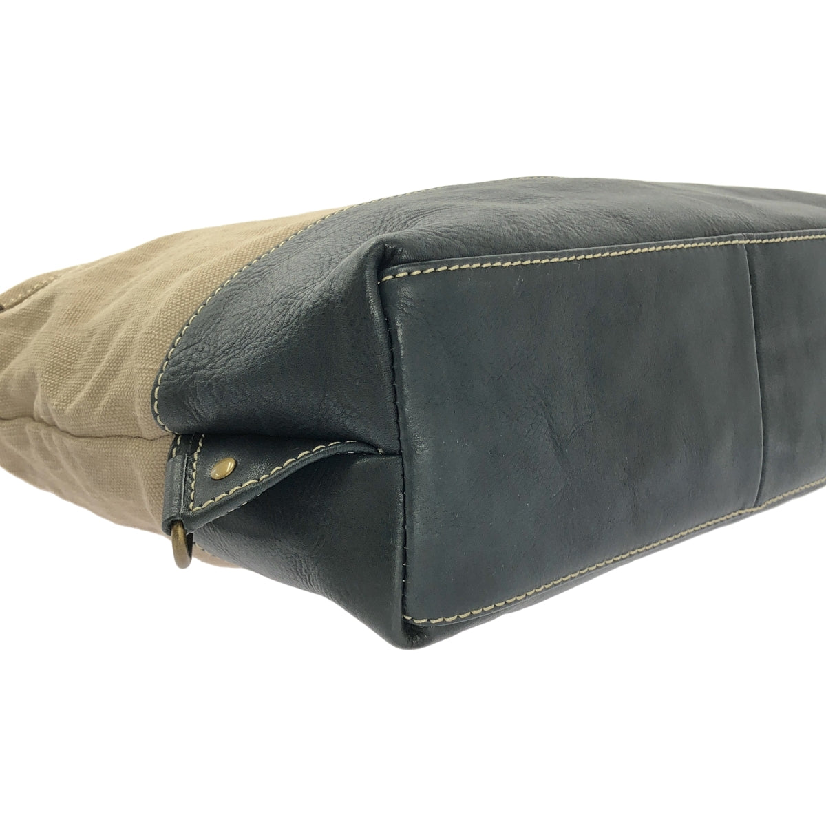 AIGLE / エーグル | 2WAY キャンバス レザー コンビ トートバッグ | ベージュ / ネイビー | レディース