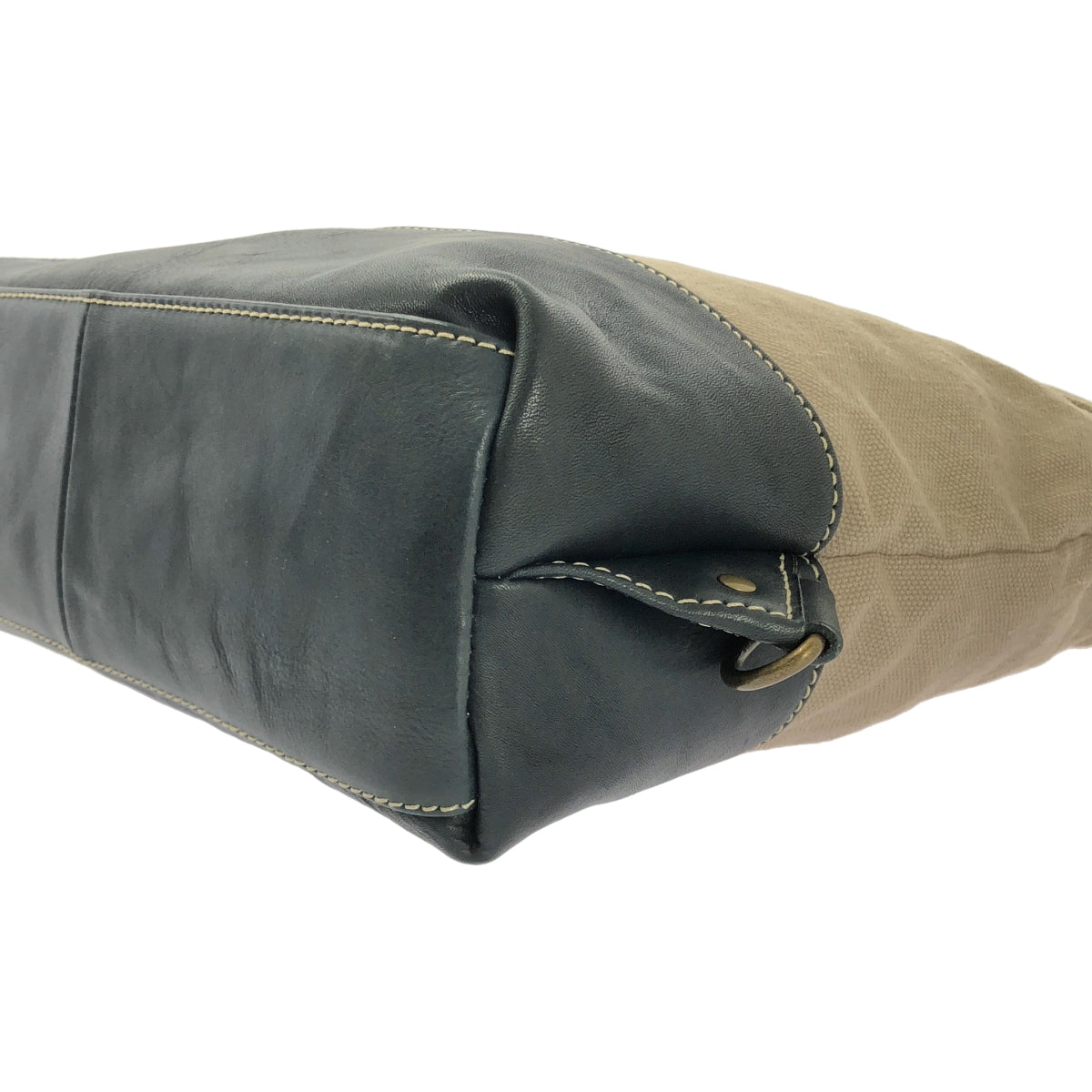 AIGLE / エーグル | 2WAY キャンバス レザー コンビ トートバッグ | ベージュ / ネイビー | レディース