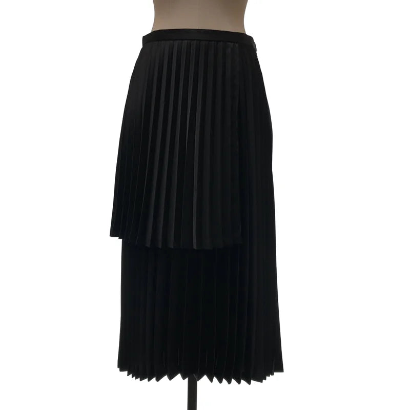 【미품】 noir kei ninomiya / 느와르 케이 니노미야 | 2020SS | 폴리에스터 비대칭 사이드 지퍼 스커트 | S | 블랙 | 여성