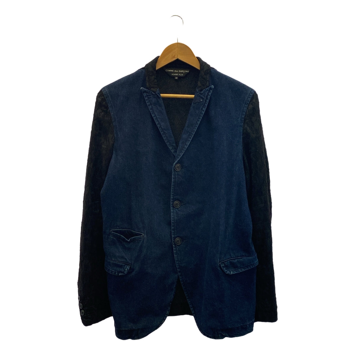 COMME des GARCONS HOMME PLUS / コムデギャルソンオムプリュス | 2011AW | ジャガード デニム 切替 テーラードジャケット | XS | インディゴ / ブラック | メンズ
