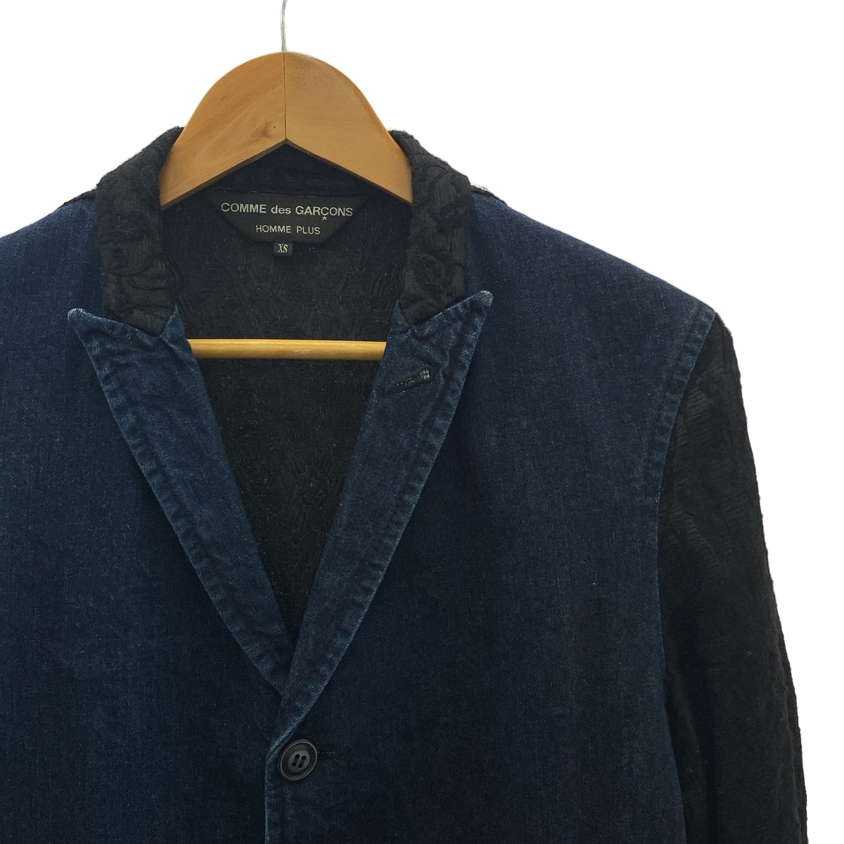 COMME des GARCONS HOMME PLUS / コムデギャルソンオムプリュス | 2011AW | ジャガード デニム 切替 テーラードジャケット | XS | インディゴ / ブラック | メンズ