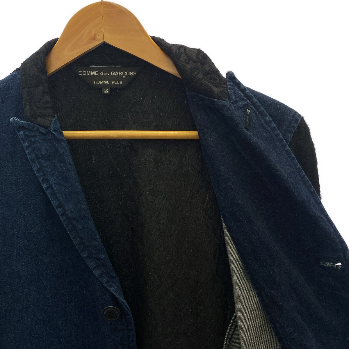 COMME des GARCONS HOMME PLUS / コムデギャルソンオムプリュス | 2011AW | ジャガード デニム 切替 テーラードジャケット | XS | インディゴ / ブラック | メンズ