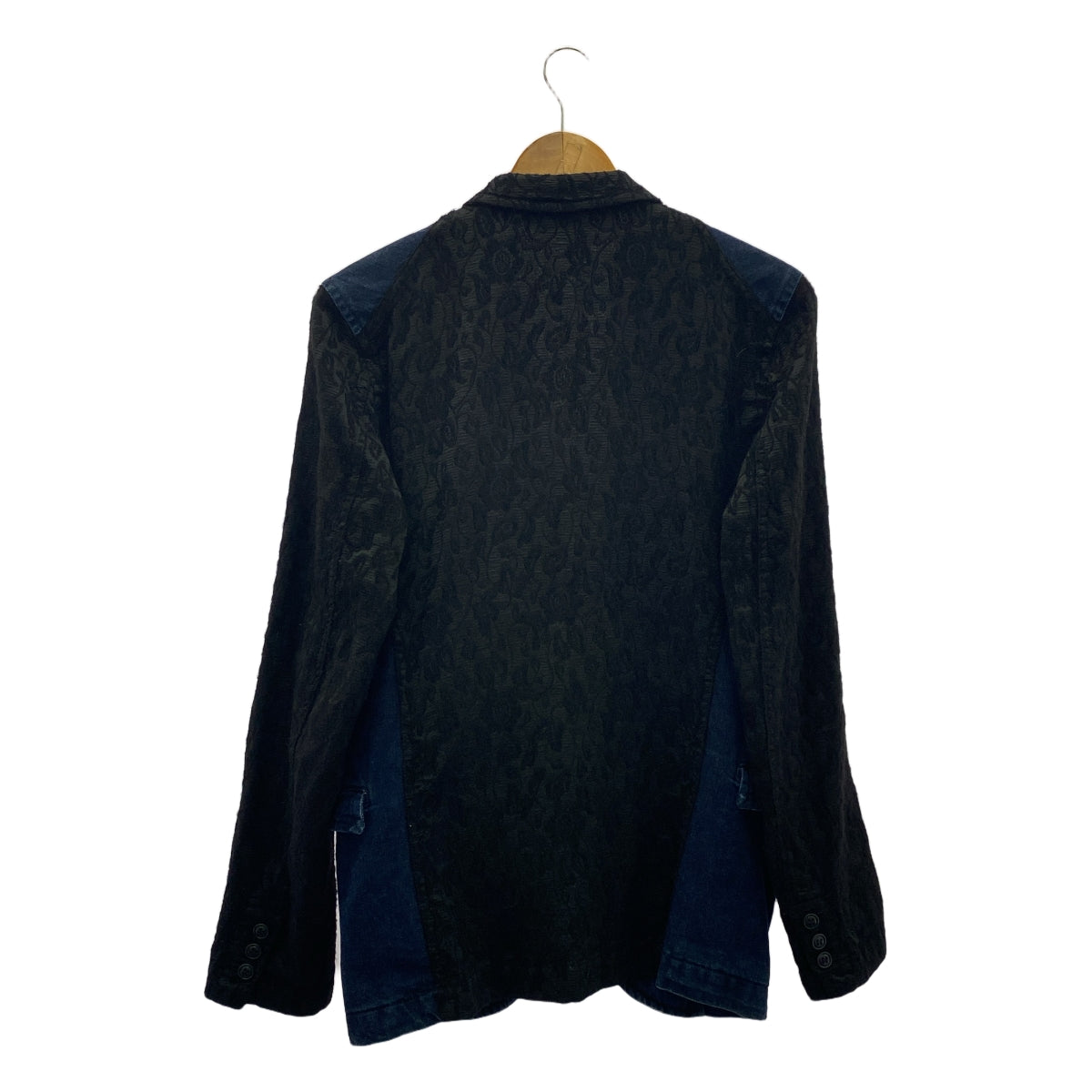 COMME des GARCONS HOMME PLUS / コムデギャルソンオムプリュス | 2011AW | ジャガード デニム 切替 テーラードジャケット | XS | インディゴ / ブラック | メンズ