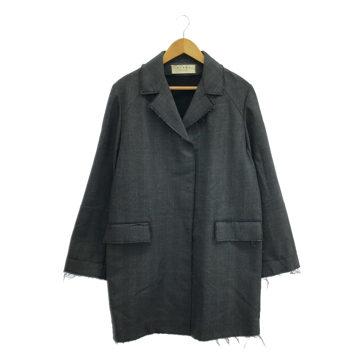 MARNI / Marni | Glen check cut-off long coat | 42 | Charcoal gray | Women's