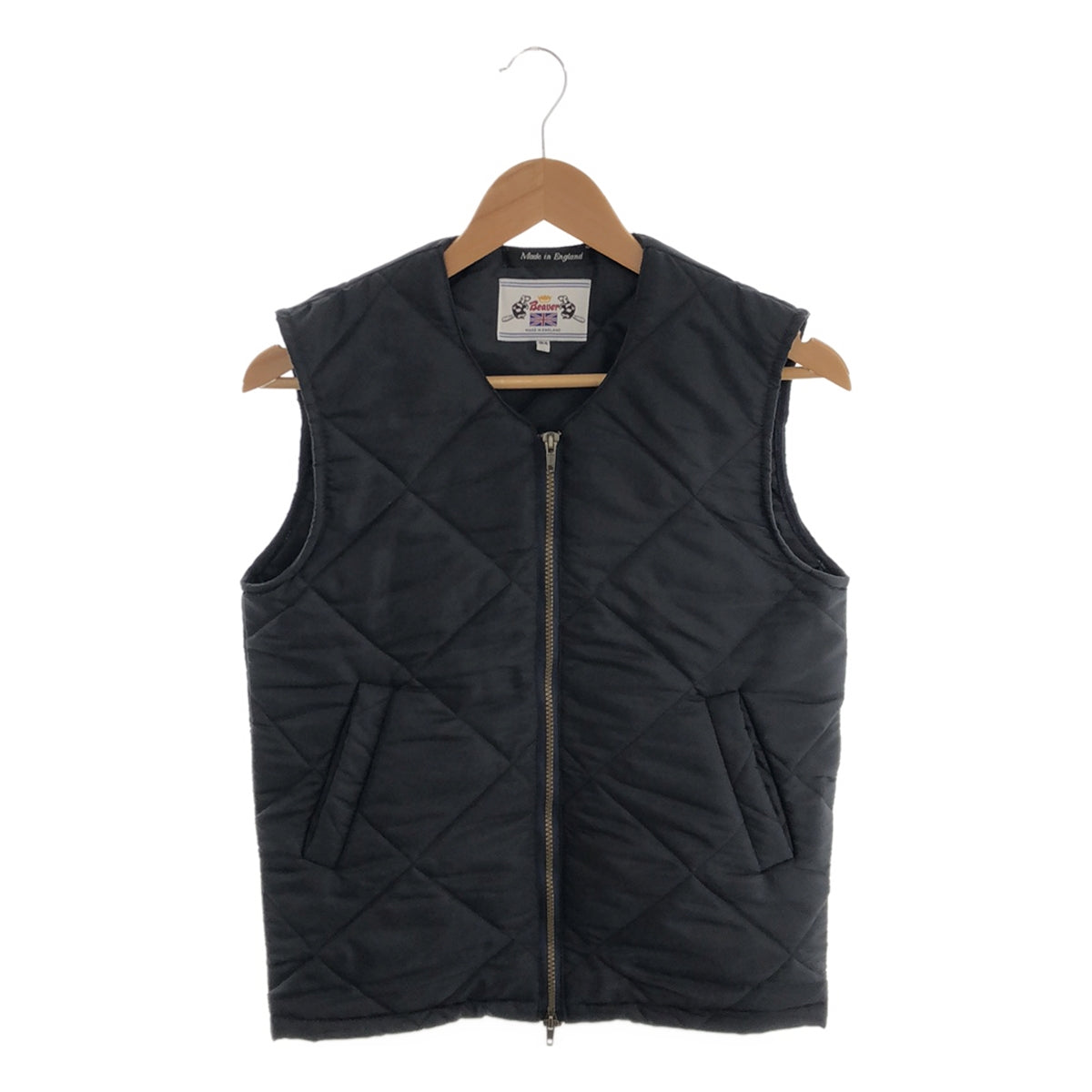 [Good Condition] BEAVER OF BOLTON | Quilted vest with no collar | Size 34 | Navy | Men's