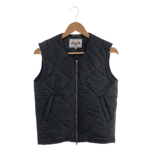 [Good Condition] BEAVER OF BOLTON | Quilted vest with no collar | Size 34 | Navy | Men's