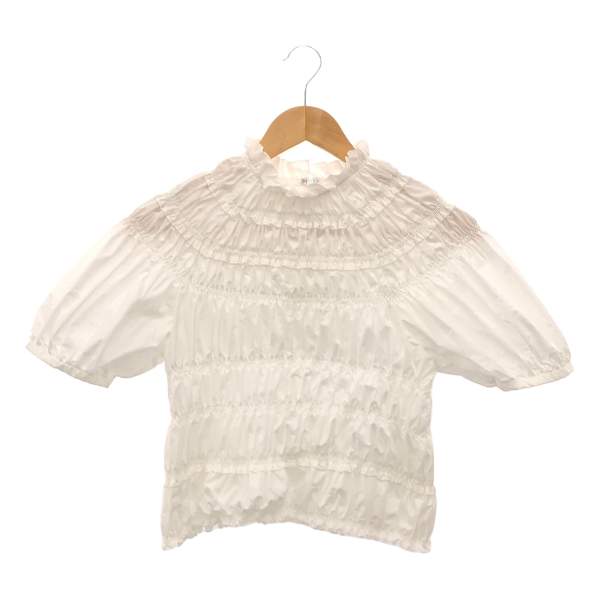 [Good Condition] MECRE | Shirring Gathered Blouse Top | F | White | Women's