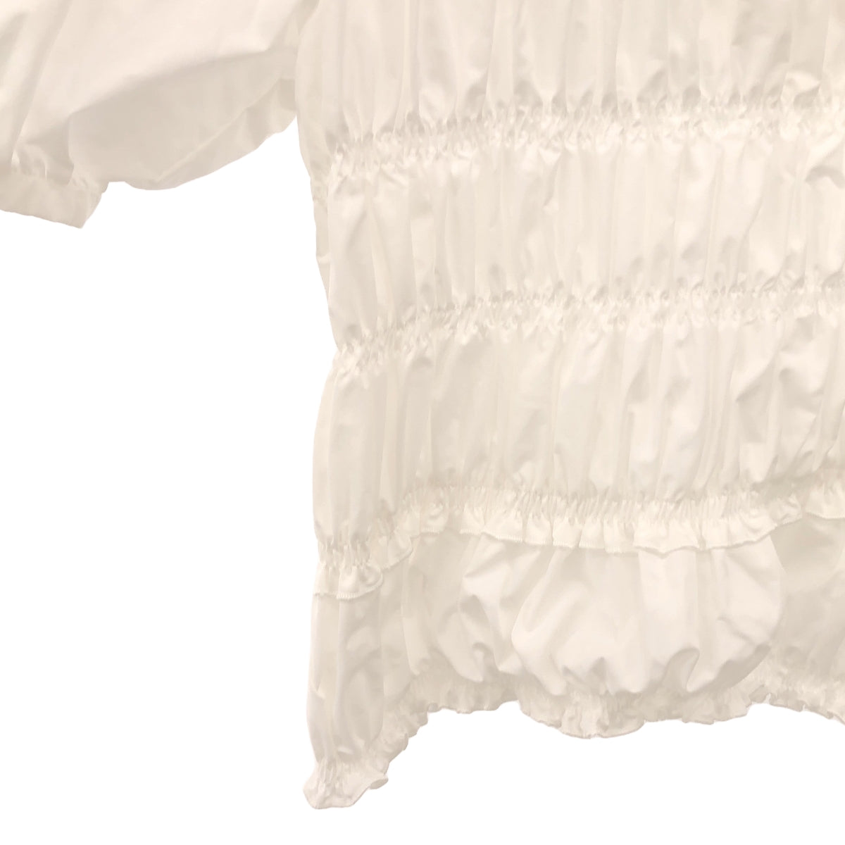 [Good Condition] MECRE | Shirring Gathered Blouse Top | F | White | Women's