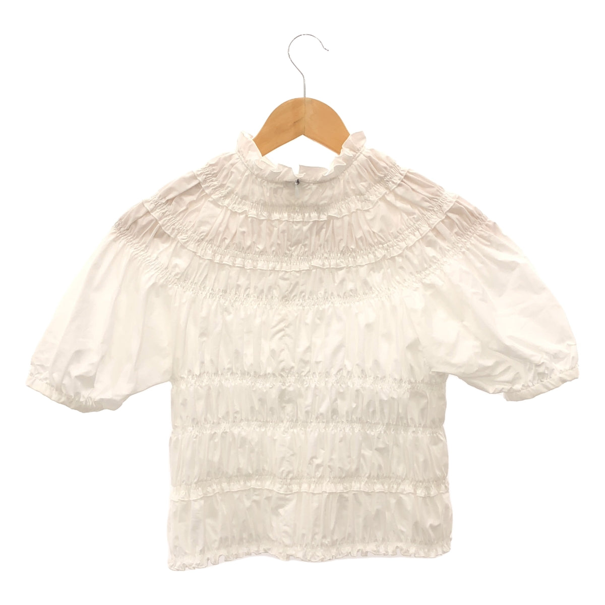 [Good Condition] MECRE | Shirring Gathered Blouse Top | F | White | Women's