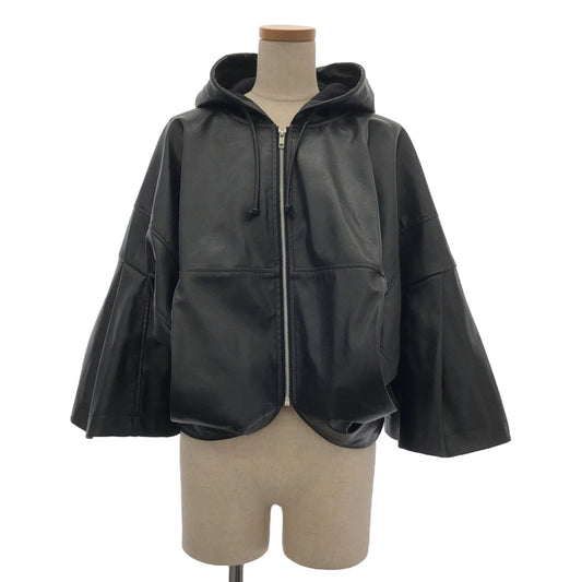 [Good Condition] JUNYA WATANABE | 2023AW | Deformed Volume Faux Leather Jacket Hoodie | XS | Black | Women's