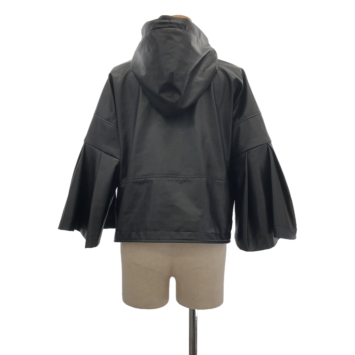 [Good Condition] JUNYA WATANABE | 2023AW | Deformed Volume Faux Leather Jacket Hoodie | XS | Black | Women's