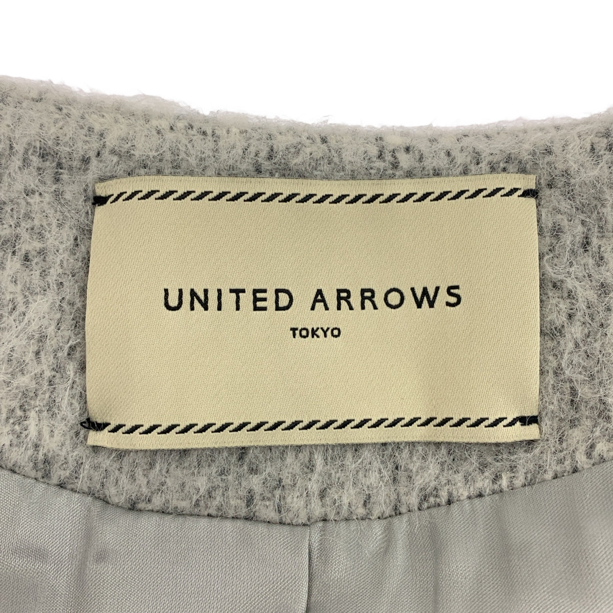 UNITED ARROWS | 羊駝毛與馬海毛混紡蓬鬆無領大衣 | 尺寸 40 | 女款