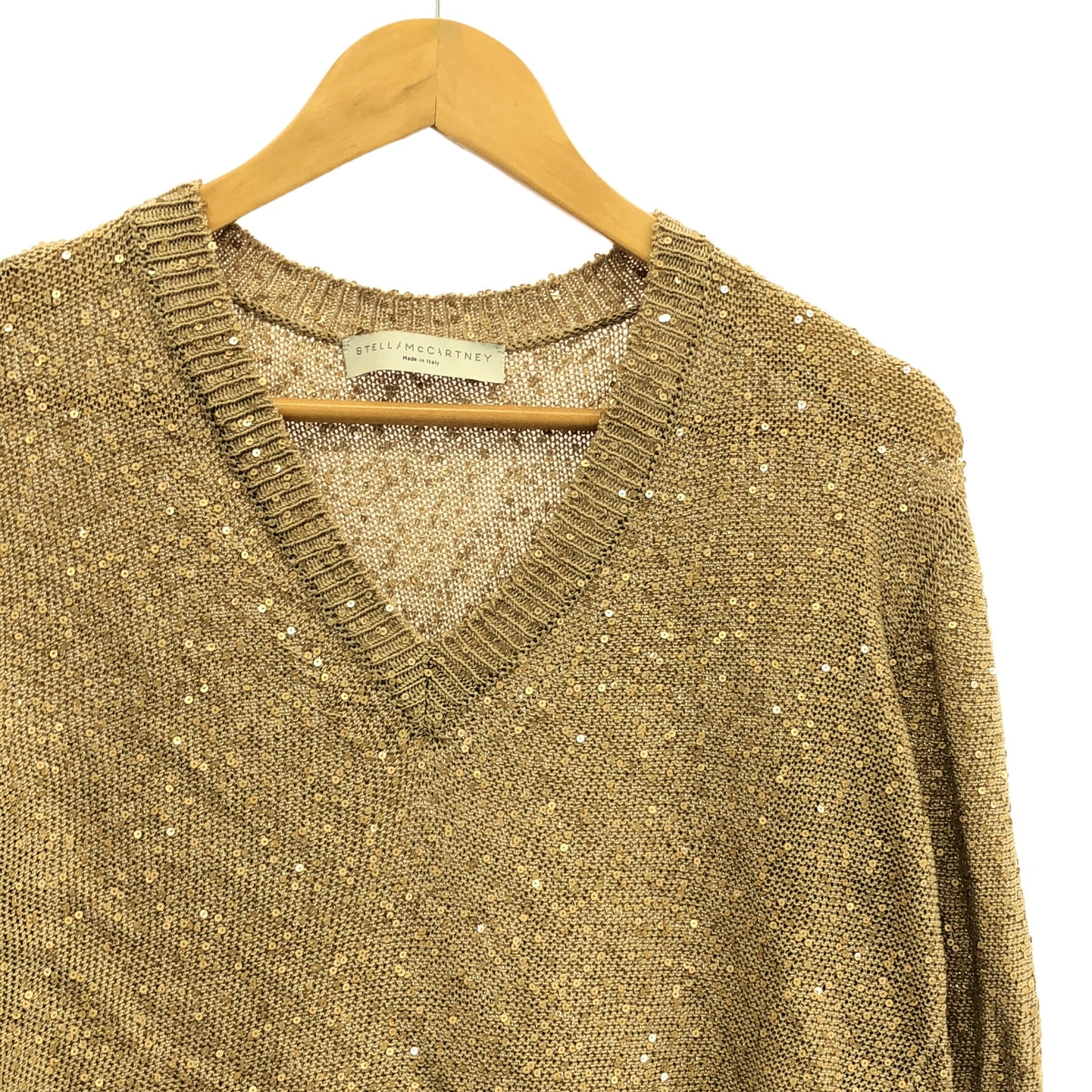 STELLA McCARTNEY | 亮片V領毛衣 | 尺寸 40 | 米色 | 女款